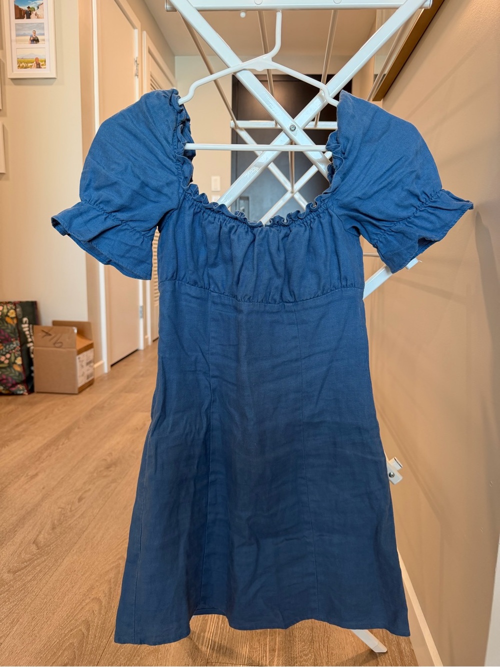 Reformation Denim Blue Puff Sleeve Dress